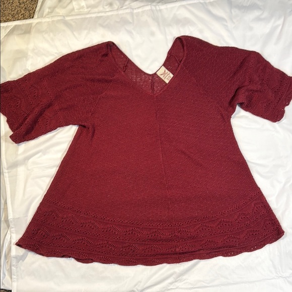 Faded Glory Maroon Knit Blouse - Picture 1 of 5